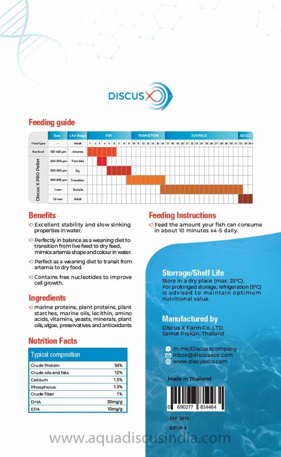 DiscusX Pro FRY - EPA & DHA Rich Weaning Pellet 0.3-0.5mm (For fish size <4 cm) - Image 2