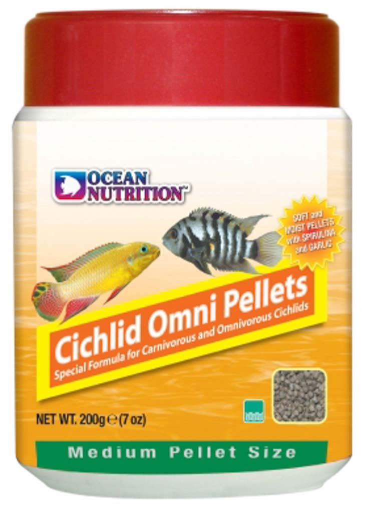 Ocean Nutrition Sinking Cichlid Omni Pellets (Medium Pellet - 3.8mm) - Color-Enhancing Diet For Omnivorous Cichlids