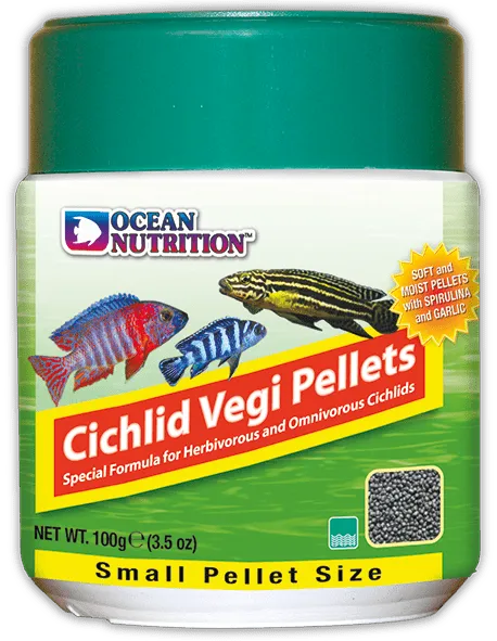 Ocean Nutrition Sinking Cichlid Vegi Pellets (Small Pellet - 1.8mm) - Color-Enhancing Diet For Herbivorous Cichlids